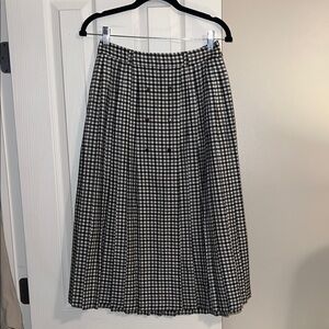 Vintage Black and White Gingham A-Line Pleated Skirt